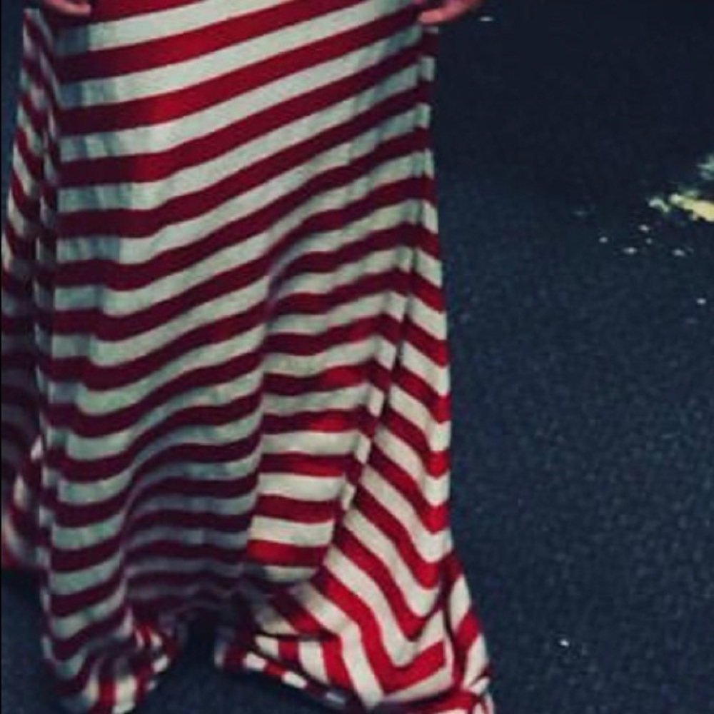 Red/White striped floor length dress - Picture 3 of 5
